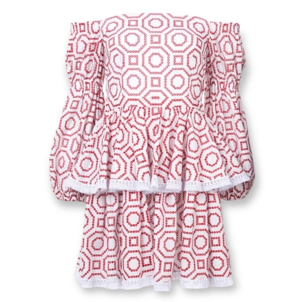 Alexis Lezah Eyelet Off The Shoulder Tiered Mini Dress Size Small